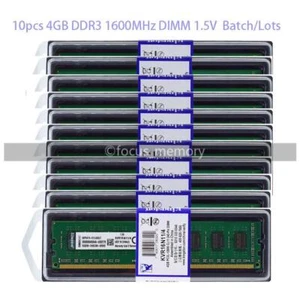 Kingston 10pcs 4 GB DDR3 1600 MHz PC3-12800u 240PIN Desktop DIMM Non-ECC Memory - Picture 1 of 6