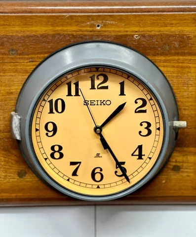 Antique Ship Solid Refurbish Pewter Grey Coating Seiko Quartz Marine Wall Clock Cover