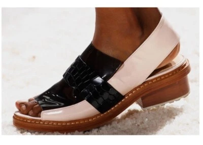 3.1 Phillip Lim Darwin Peep-Toe Slingback Loafer Powder/Black Eu 36 US 5.5  - Image 1 of 4