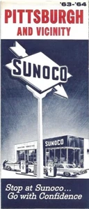 Mapa de ruta 1963 Sunoco Oil Pittsburgh Pennsylvania Coraopolis Carnegie McKeesport - Imagen 1 de 4
