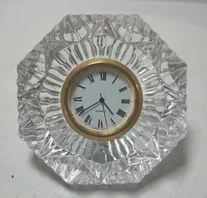 Desk Clock Crystal Cut Glass Paperweight Diamond Shape Elegant Gift NEW BATTERY - Picture 1 of 5