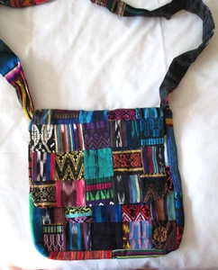 Messenger Bag Patch Work Striped Guatemala Fabric Cotton New Handmade Huipil #EE - Picture 1 of 7