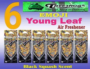 6 Packs Treefrog EMOJI YOUNG LEAF Car Air Freshener Black Squash Scent.JDM - Picture 1 of 3