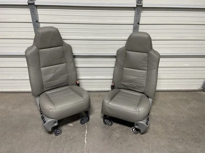 1999-2010 FORD F250 F350 F450 SUPER DUTY FRONT SEATS GRAY LEATHER NEW COVERS - Image 1 of 4