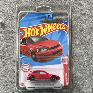 Hot Wheels Red Edition ‘99 HONDA CIVIC TYPE R EK9 Target Exclusive w/ Protector - Picture 1 of 12