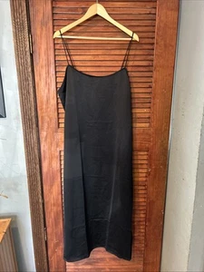 NWT Calvin Klein Satin Midi Slip Dress $98 Black Xl - Picture 1 of 8