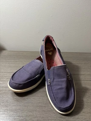 Женские холщовые мокасины CROCS фиолетового цвета размер 6 - Изображение 1 из 4