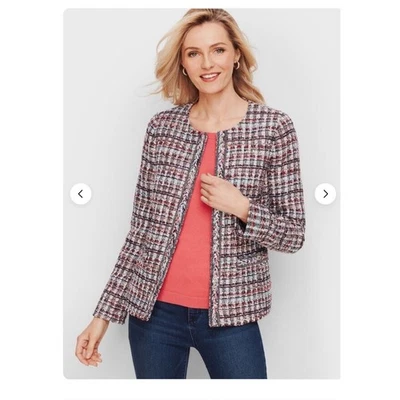 Talbots Adele Tweed Jacket Blazer Plus Size 14W 14 Purple Business Classic Work - Image 1 of 4