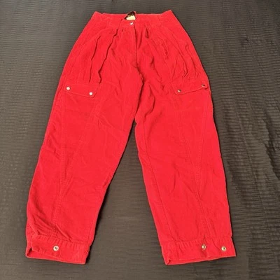 Vntage JCP Sportgear Women’s Baggie Cargo Pants Red Corduroy Size 7 Ankle Snaps - Image 1 of 4