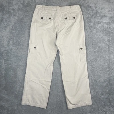 Dockers Cargo Pants Womens 12 33x30 Ivory Wide Straight Baggy Flap Pockets Y2K - Image 1 of 4