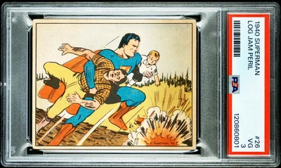1940 SUPERMAN CARD #26 LOG JAM PERIL PSA 3 VG PHILADELPHIA GUM INC. RARE! ICONIC - Image 1 of 2