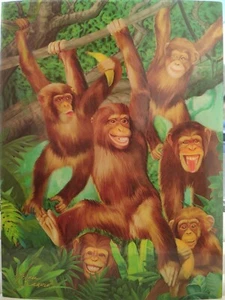3D Picture  - Chimp Frenzy by Michael Searle 39 x 29 cm approx - Picture 1 of 2