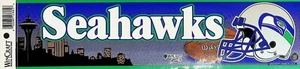 Seattle Seahawks anni 90 ~ ADESIVO PARAURTI 12" x 3" made in USA wincraft raro - Foto 1 di 4