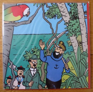 Carte 2 Volets TINTIN Capitaine Haddock Tournesol Perroquet 2004 15x15cm - Imagen 1 de 2
