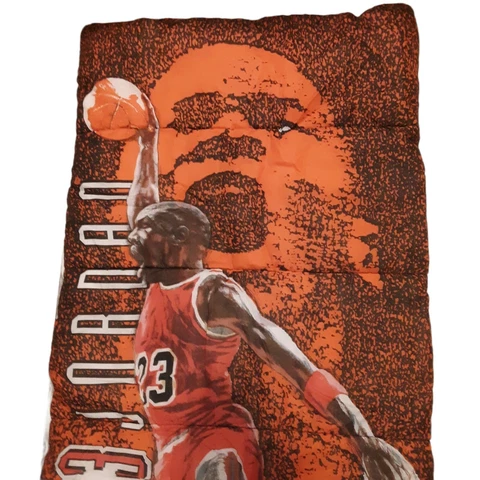 Vintage 90s MICHAEL JORDAN Sleeping Bag Chicago Bulls Red Large All Over Print Cover
