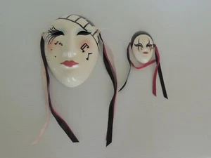 New Orleans Martedì Grasso Maschera Viso Decorativa Appendiabiti da Parete Ceramica Set di 2 - Foto 1 di 6