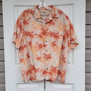 Caribbean Pure Silk Luau Cruise Button Down Hawaiian Tropical Shirt Mens XL Palm - Picture 1 of 13