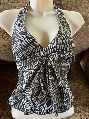 Shore Shapes NWT slimmer brown black tan tankini top sz 8 - Image 1 of 4