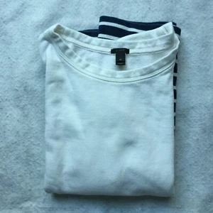 Camisa a Rayas J.Crew 100% Algodón Manga 3/4 Pullover Dobladillo, Para Mujer M (Blanco/Azul Marino) - Imagen 1 de 8