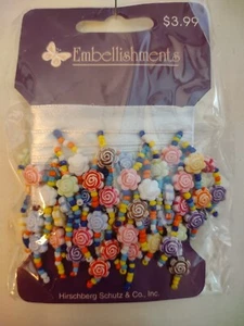 Embellishments ~ BEADED FRINGE ~ By the Yard ~ Floral ~ 1.5" wide incl. Ribbon - Picture 1 of 2