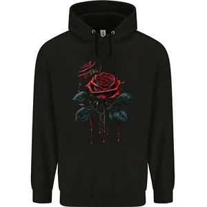 2 Roses Dripping With Blood Gothic Goth Childrens Kids Hoodie - Picture 1 of 3