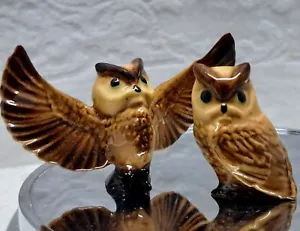 Hagen Renaker 2 Brown Tan OWLS VTG Miniatures - Picture 1 of 3