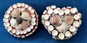 VINTAGE BOHO TRENCH ART SEASHELL KEEPSAKE TRINKET BOXES - Picture 1 of 14