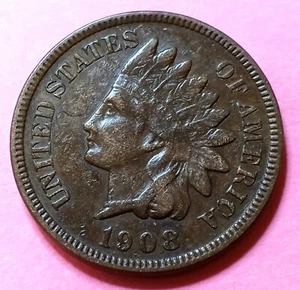 1908 Indian Head Cent SNOW-24 - Picture 1 of 5