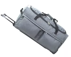 28" Inch Large Rollin Duffle Bag Adjustable Suitcase Luggage Gray Trolley NEW - Picture 1 of 7