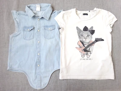 Girls clothing lot top jeans t-shirt "IKKS DENIM" size 6 years - Image 1 of 4