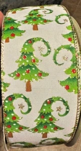 Grinch inspired Whimsical Christmas trees gold sparkly ribbon 2.5 Wired 5 yds - Picture 1 of 3