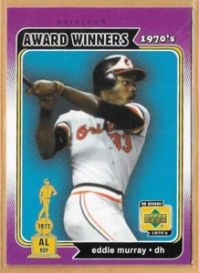 GANADOR DEL PREMIO EDDIE MURRAY ORIOLES AÑOS 1970 #163 - CUBIERTA SUPERIOR DÉCADA CASI NUEVO - NUEVO COMO NUEVO 2001 - Imagen 1 de 2