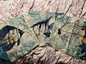 Ocean Coastal Throw PILLOW COVER Teal Blue Linen Decorative Cushion Case 17”x17” - Picture 1 of 6
