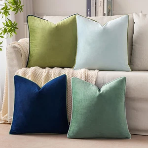 Pack of 4 Decorative Spring Throw Pillow Covers Soft Velvet Pillow Covers Double - Picture 1 of 12