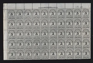 US O49 3c Post Office Dept. Official Plate Block 50 F-VF OG 15H/35NH SCV $1025 - Picture 1 of 2