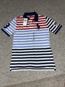 POLO Jeans Ralph Lauren Shirt Boys Sz M 10-12 Red White Blue Big Pony #3 NWT B9 - Picture 1 of 8