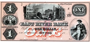 MEGA RARO EAST RIVER BANK NYC NARANJA PRUEBA DE $1 Marinero/Hudson Riv Vue ¡CASI ÚNICO! - Imagen 1 de 1