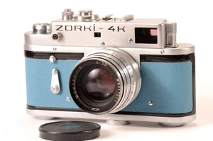 ZORKI Zorkiy 4K ⭐Serviced CLA USSR Leica Blue Film Camera JUPITER 8 2/50mm Lens - Picture 1 of 11