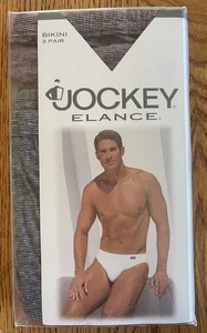 1996 Jockey Elance Herren Bikini Slip 3 Stück Streifen Größe Small weinrot grau schwarz - Bild 1 von 15