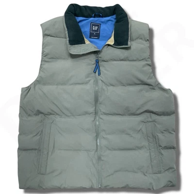 GAP Puffer Vest Men's XL Gray Blue Full Zip With Pockets Insulated  - Image 1 of 4