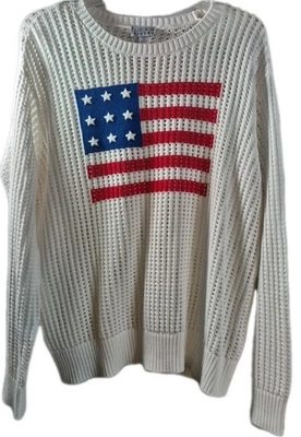 Suéter Joan Rivers Mediano Bandera Americana Gran Tamaño Tejido ¡Excelente Estado! Algodón Foto 1 de 4