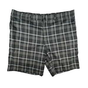 Russell Shorts Herren 44 schwarz weiß kariert vorne flach Golf Stretch Big Tall - Bild 1 von 11