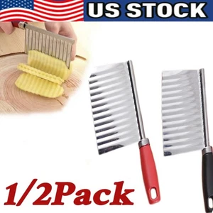 Edelstahl Crinkle Cutter - Welliger Pommes Frites Schneider mit Wellenschliff für Küche - Bild 1 von 10