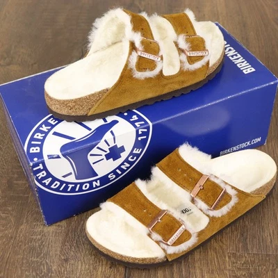 NIB Birkenstock Arizona Women's SHEARLING Size 36 US 5 230 Suede Mink Narrow Fit - Image 1 of 4