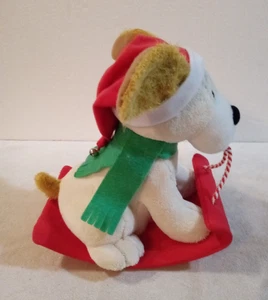 Hallmark Rockin peluche cane di Natale su slitta, abbaia canta la melodia jingle bells - Foto 1 di 5