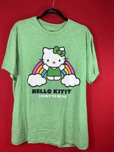 Hello Kitty Green Lucky to be Me T-Shirt Cotton Blend Sz 2XL - Picture 1 of 4