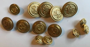 Vintage Lot of 14 Metal Buttons Anchor Crest Bird - Picture 1 of 12