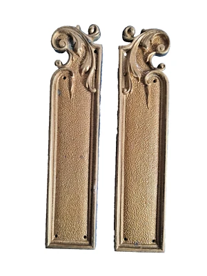 2 PLAQUES DE PROPRETE BRONZE MASSIF  STYLE LOUIS XV - Photo 1/2