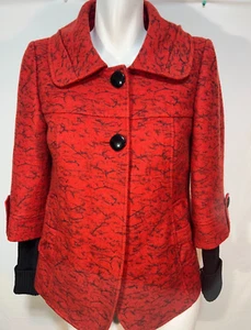 Meidaliyan Damen Blazer Jacke Orange Schwarz Button Down Small Medium Strick Sle - Bild 1 von 10