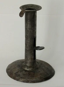 Ant. New England 19thc. Iron Hog Scraper Push-Up Candlestick Lighting Primitive - Picture 1 of 5